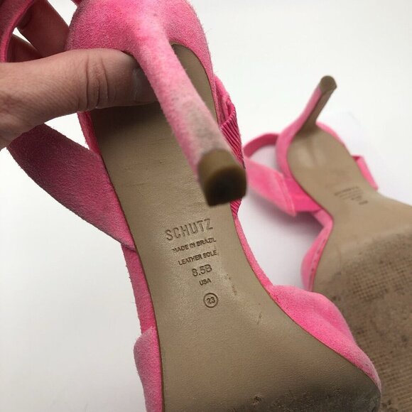 SCHUTZ Hot Pink Suede Slingbacks Size 8.5M Pointed Toe Stiletto - Picture 3 of 10